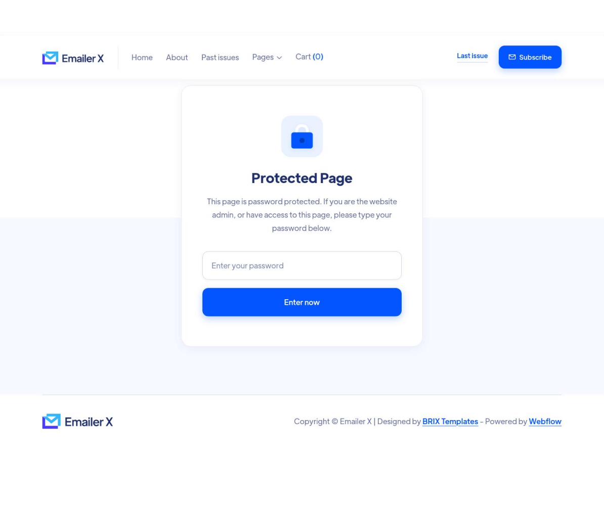 Emailer X - Password Protected page - Newsletter Webflow Template