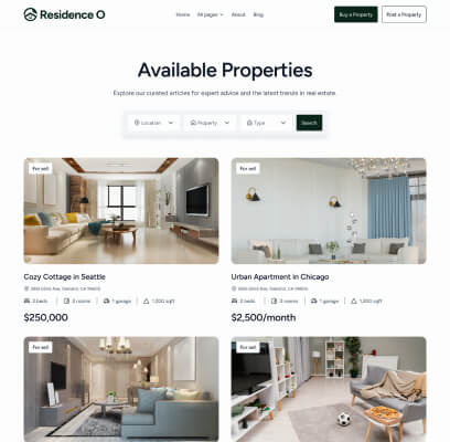 Thumb Properties V1 - Residence O - A Scaleable Real Estate Webflow Template