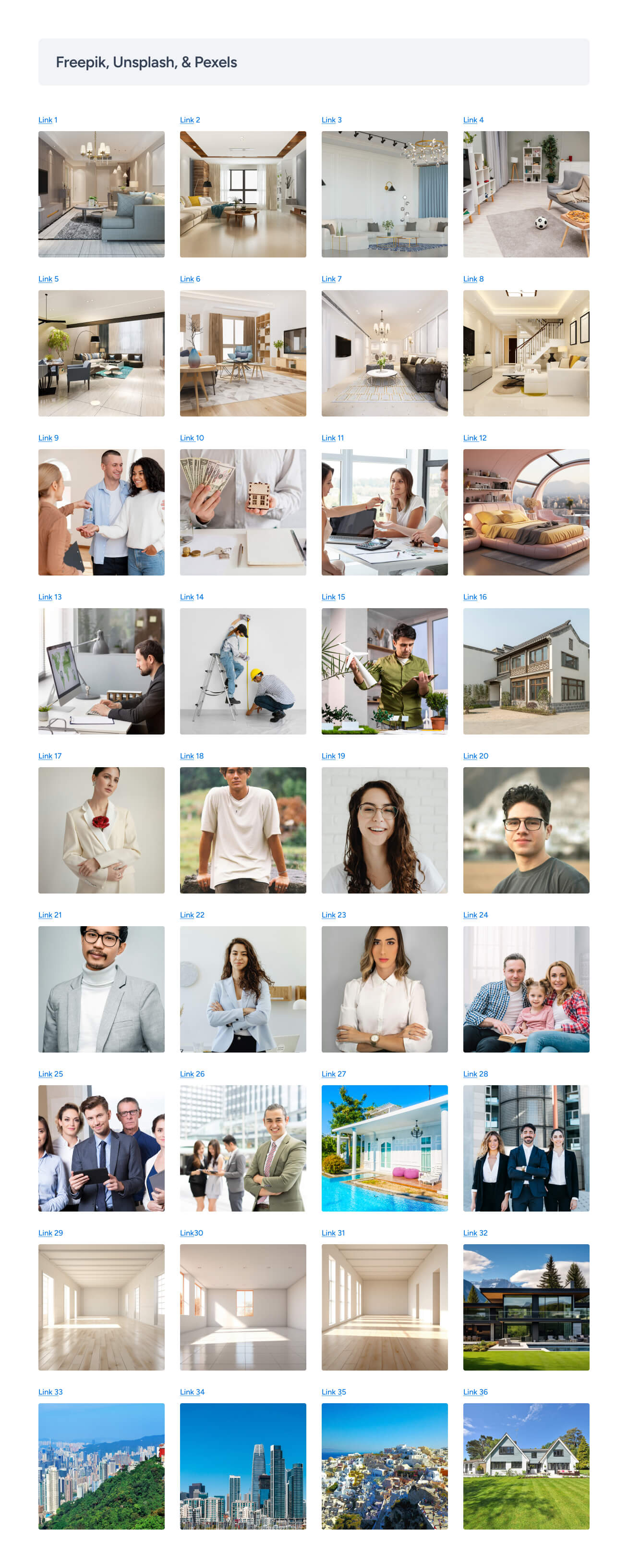 Freepik, Unsplash, & Pexels - Residence O - A Scaleable Real Estate Webflow Template