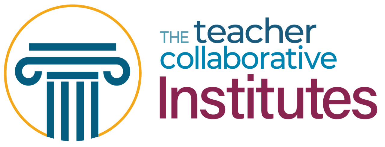 Logo with a column inside a yellow circle and text 'The teacher collaborative Institutes'.