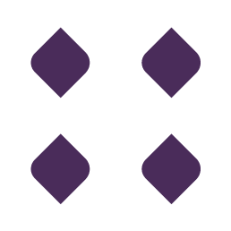 Four purple diamond shapes arranged in a square pattern on a white background.