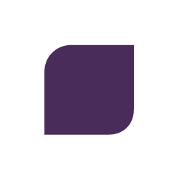 Purple rounded square with a curved cutout on the top left corner against white background.