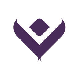 Abstract symmetrical purple geometric shape resembling a stylized bird or letter V.