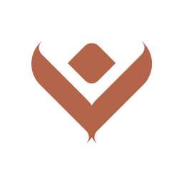 Abstract brown geometric icon with a diamond shape above a V shape on white background.