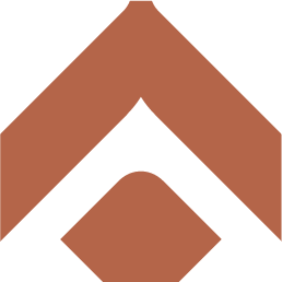 Brown geometric shape made of an upward arrow and a diamond below it on white background.