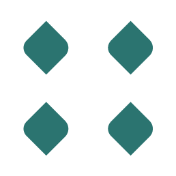 Four teal diamond shapes arranged in a square pattern on a white background.