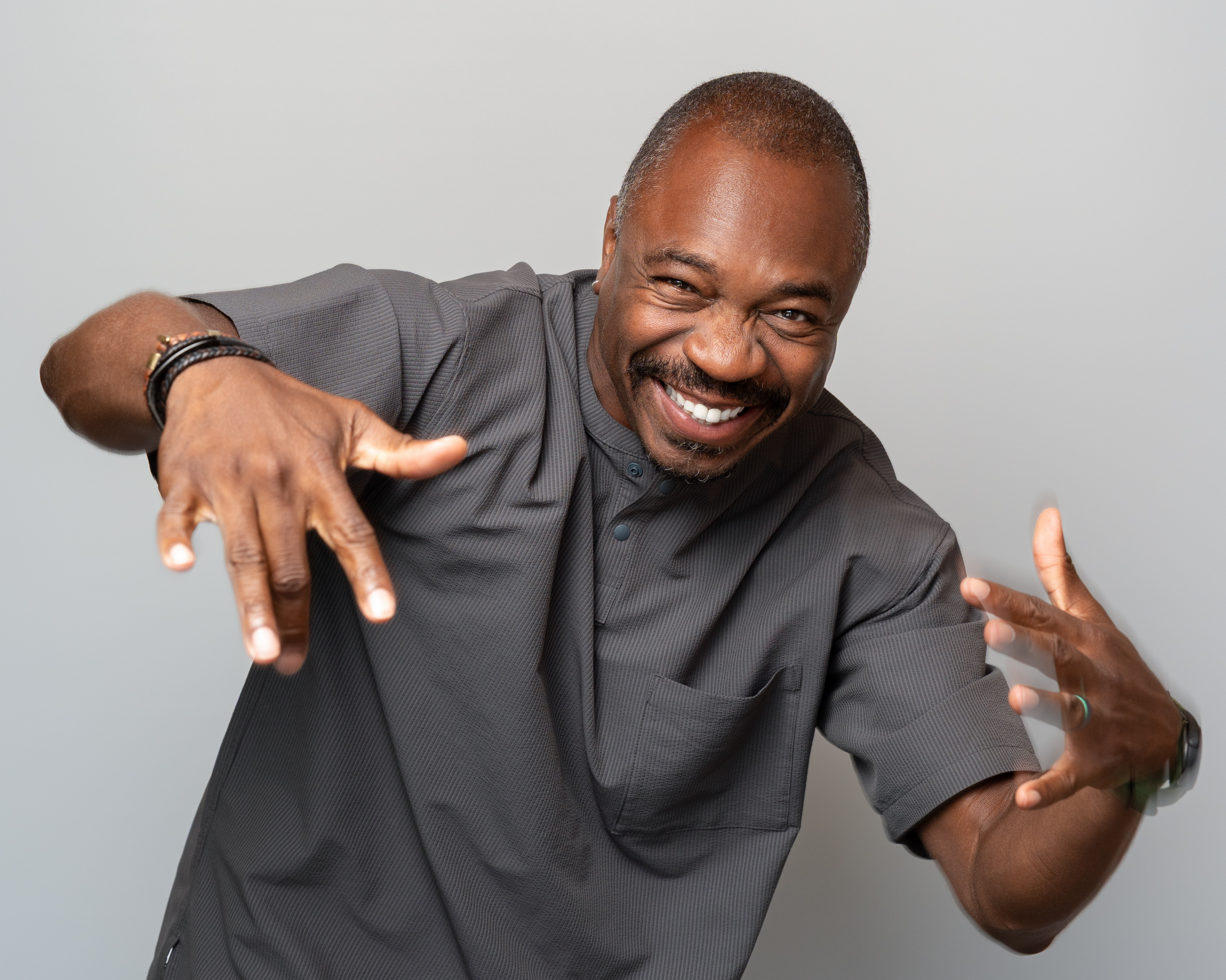 Thabiti, a man posing, being funny and cool 