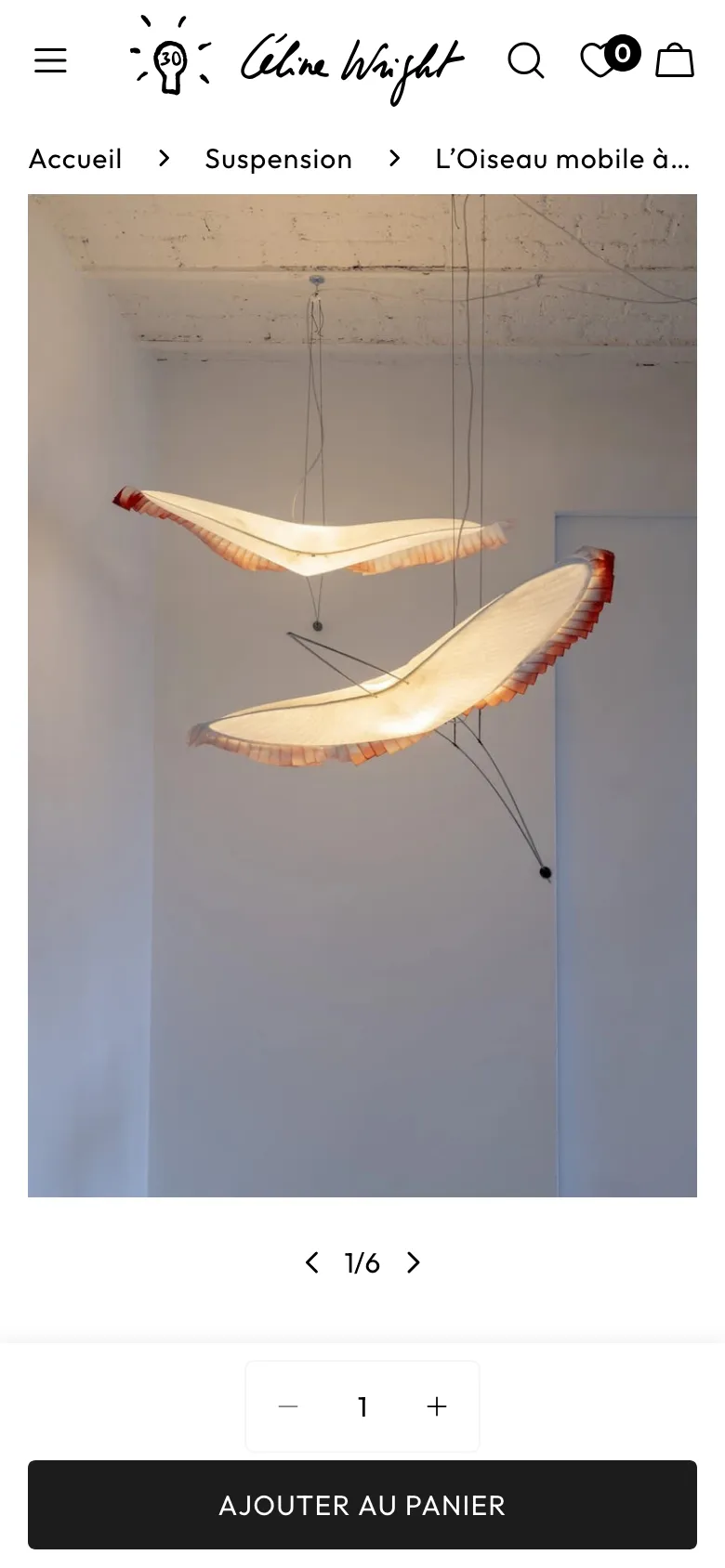 Fiche produit de la suspension L’Oiseau en navigation mobile