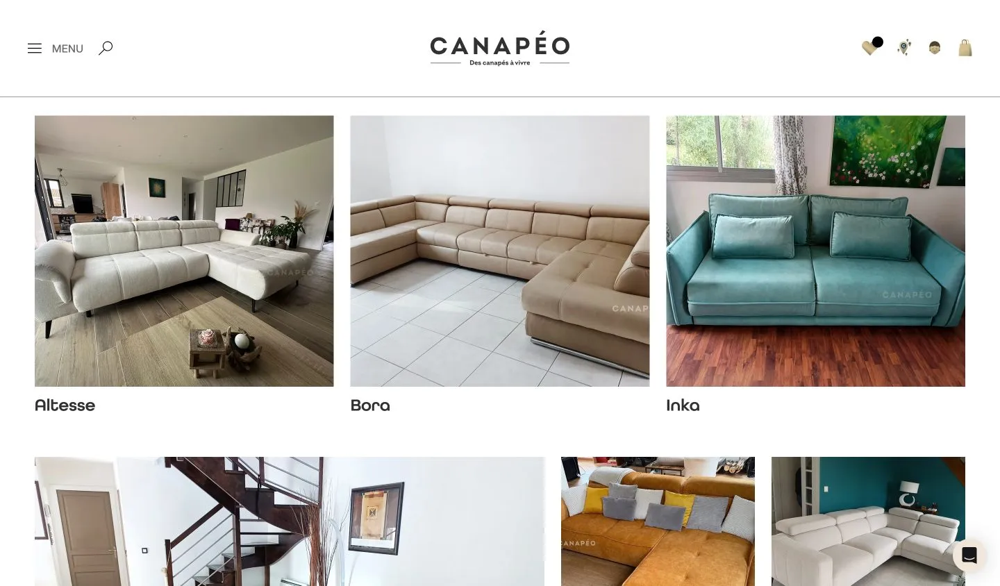 Page Nos modèles du site Canapéo