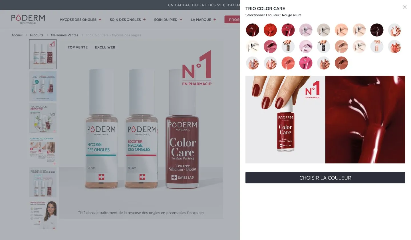 Sélecteur de couleurs du pack Trio Color Care