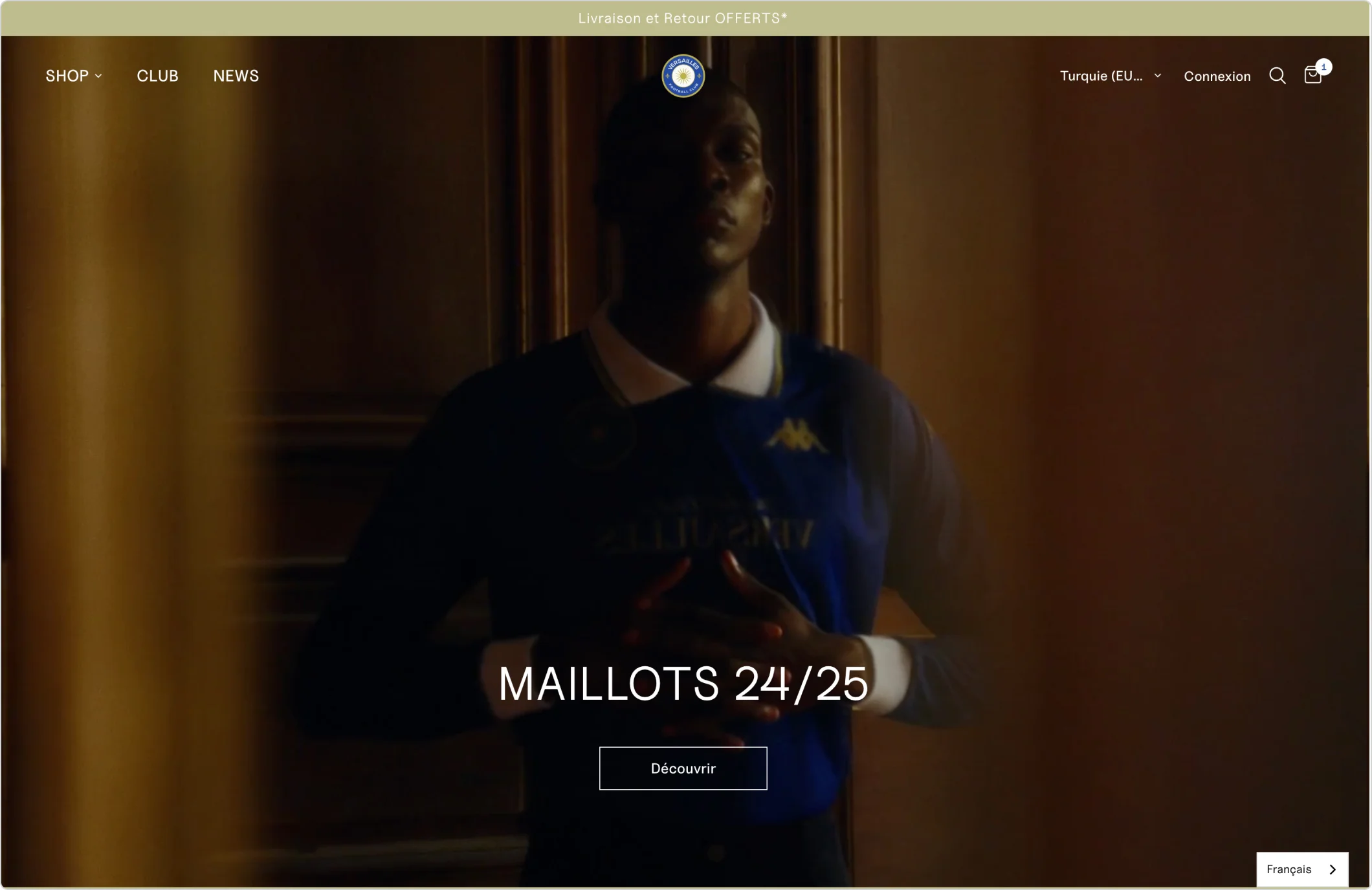 Design UX/UI de la boutique e-commerce FC Versailles par Common Ideas