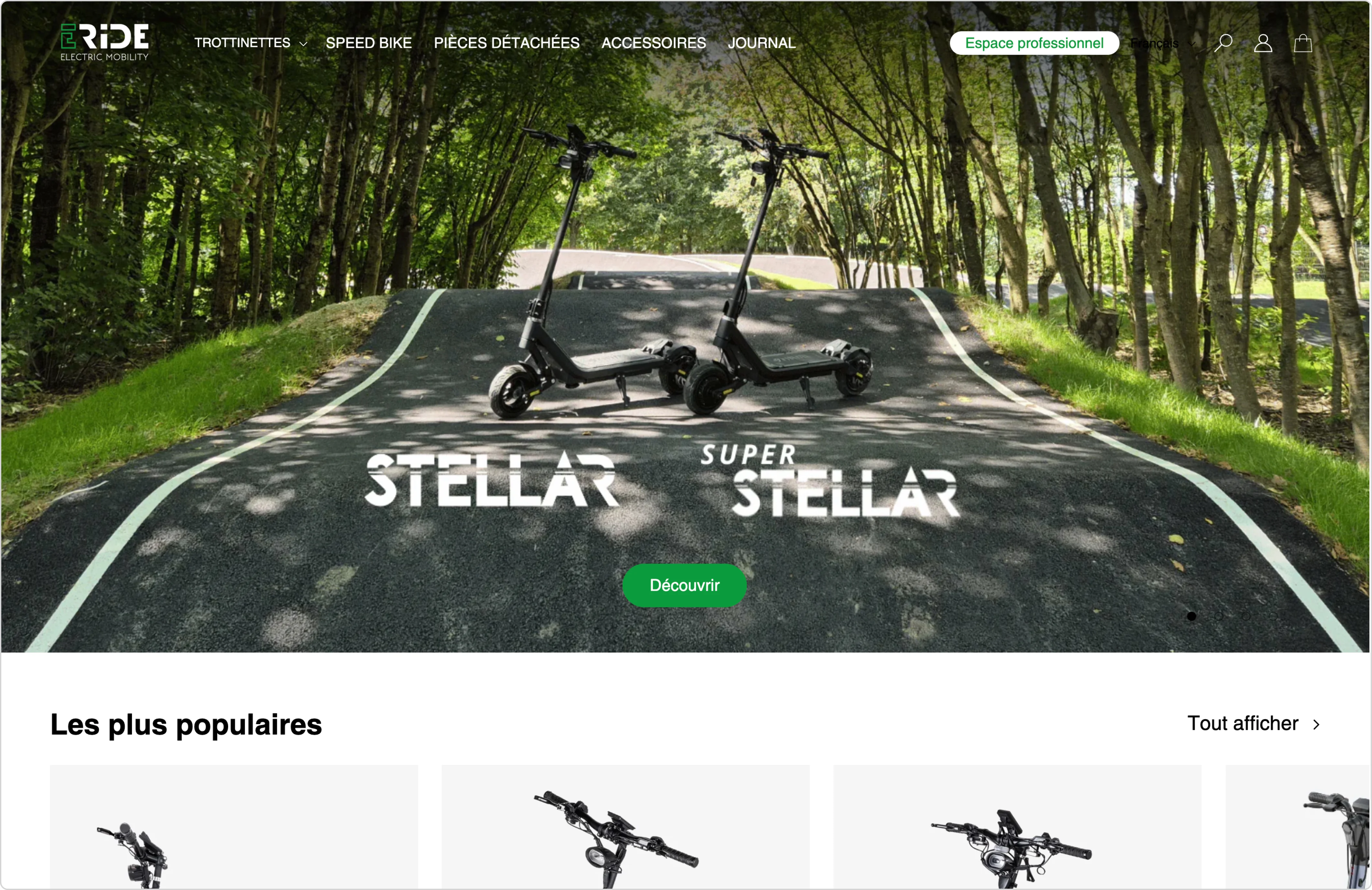 Design UX/UI de la boutique e-commerce E-Ride par Common Ideas