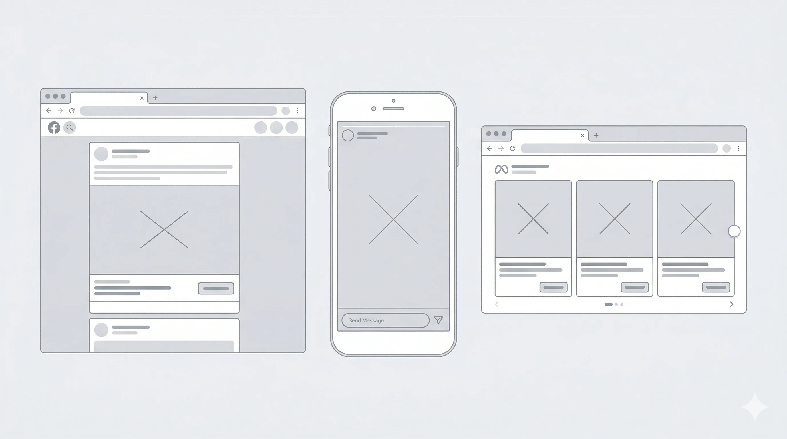 Illustration des formats de publicités Meta Ads Facebook et Instagram pour une boutique e-commerce