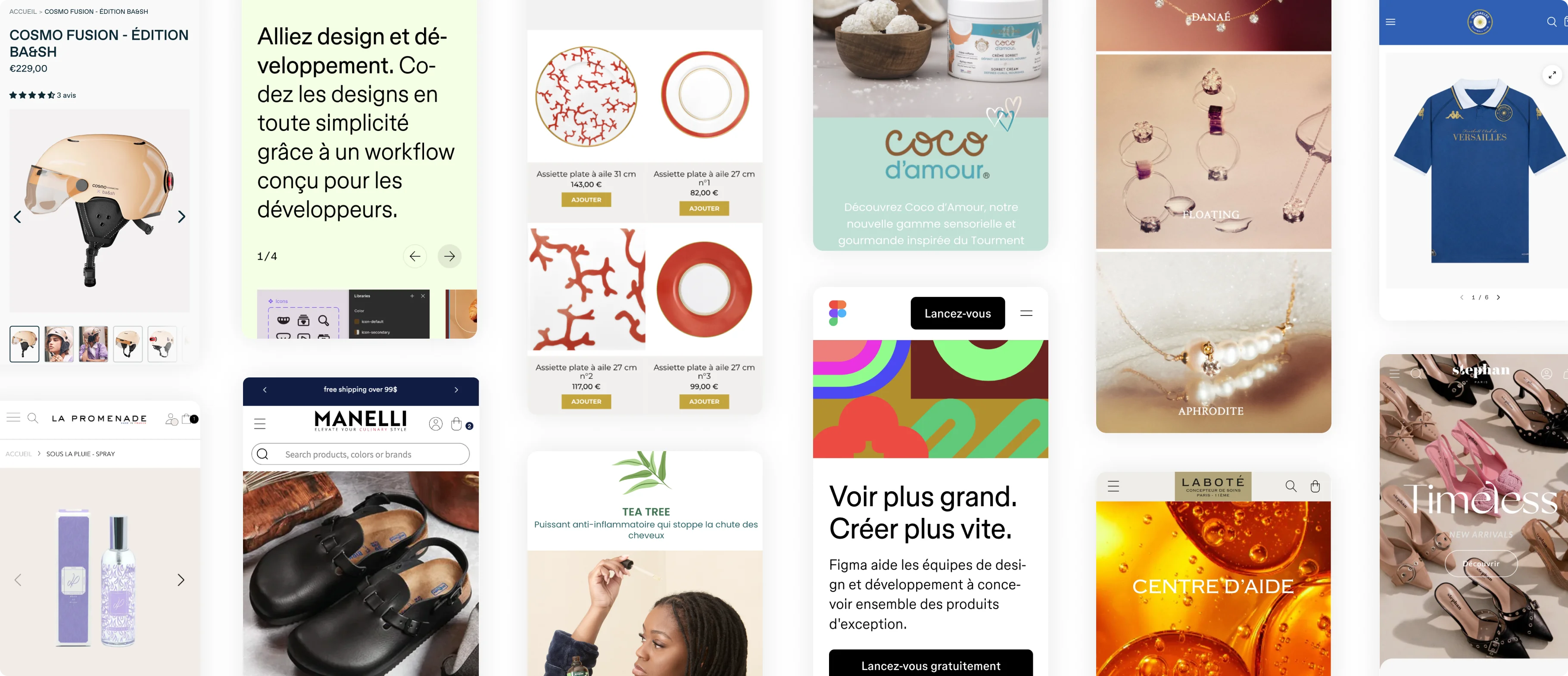 Mosaïque de projets design UX/UI e-commerce réalisés par Common Ideas