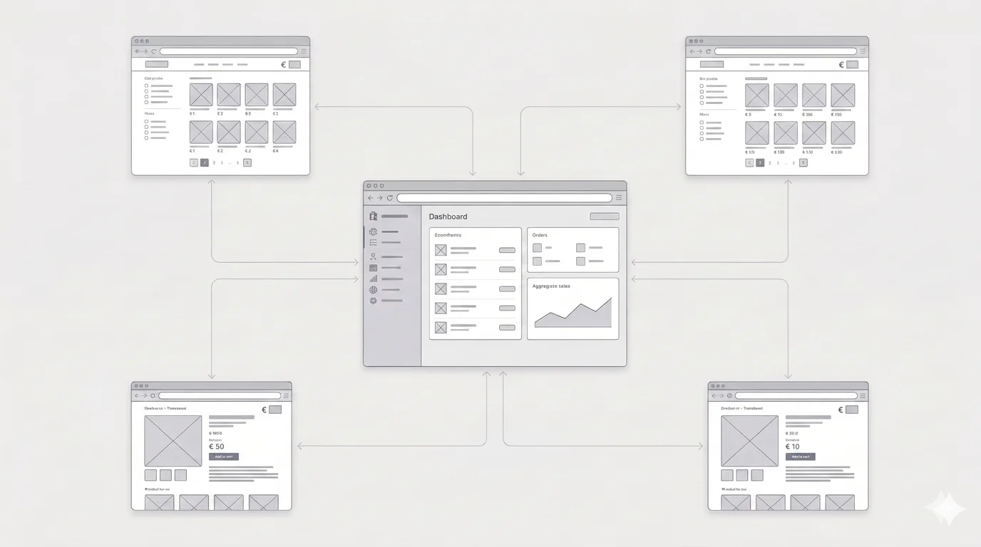 Illustration d'une stratégie d'internationalisation Shopify avec plusieurs marchés, devises et langues