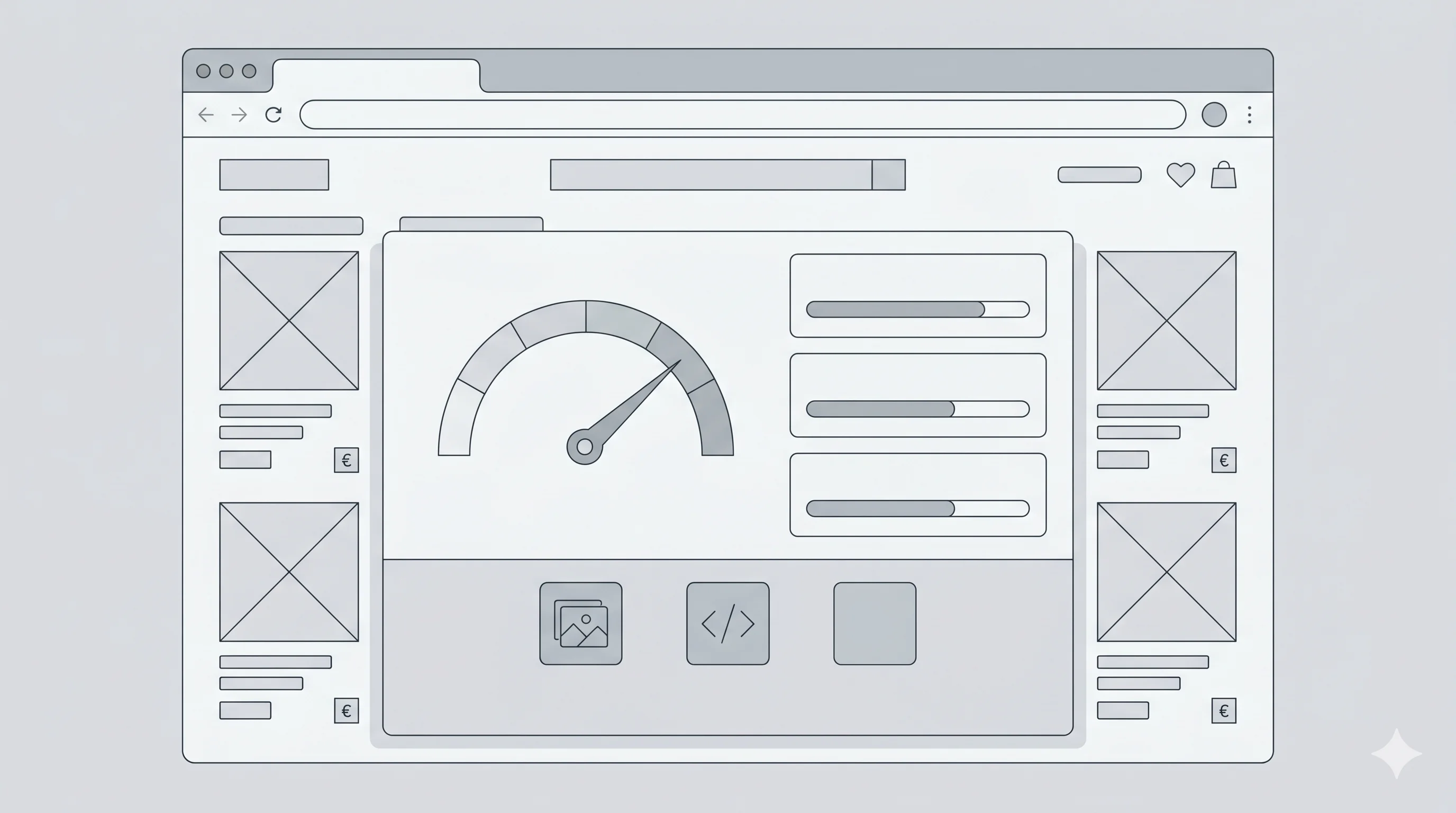 Illustration de l'optimisation de la vitesse d'une boutique Shopify avec les Core Web Vitals et les leviers techniques