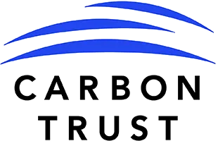Carbon Trust logo with three curved blue lines above the words 'Carbon Trust' in black uppercase letters.