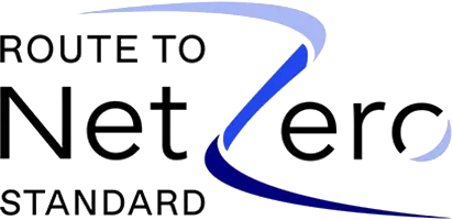 Route to Net Zero Standard logo with blue swoosh design.