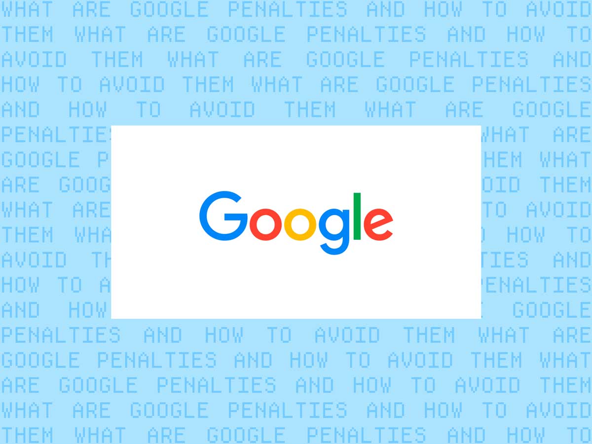 Google logo on a light-blue background of repeated article title text