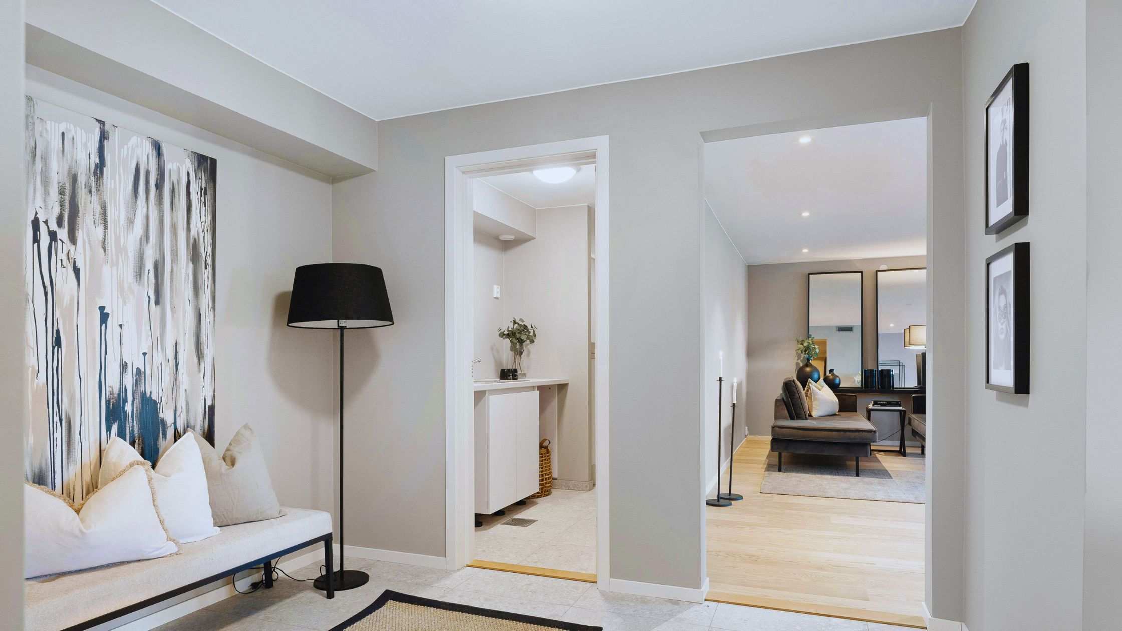 Modern living room and kitchen in Massachusetts home, loans for self employed