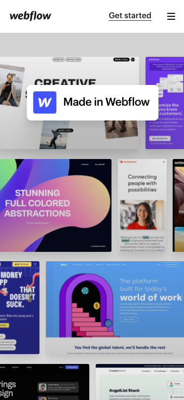 Made in Webflow screenshot inside phone mockup