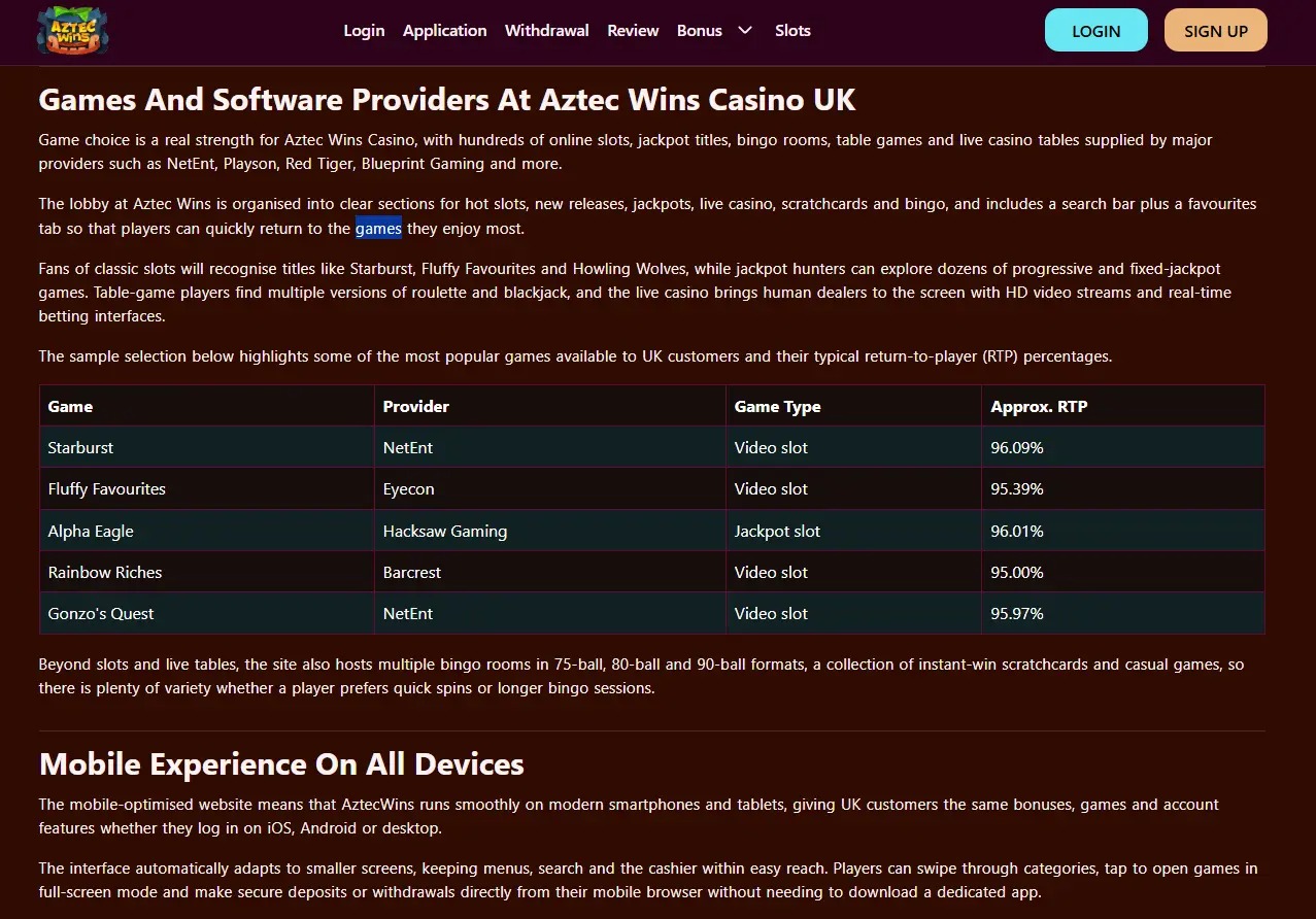 Aztec Wins casino gallery image