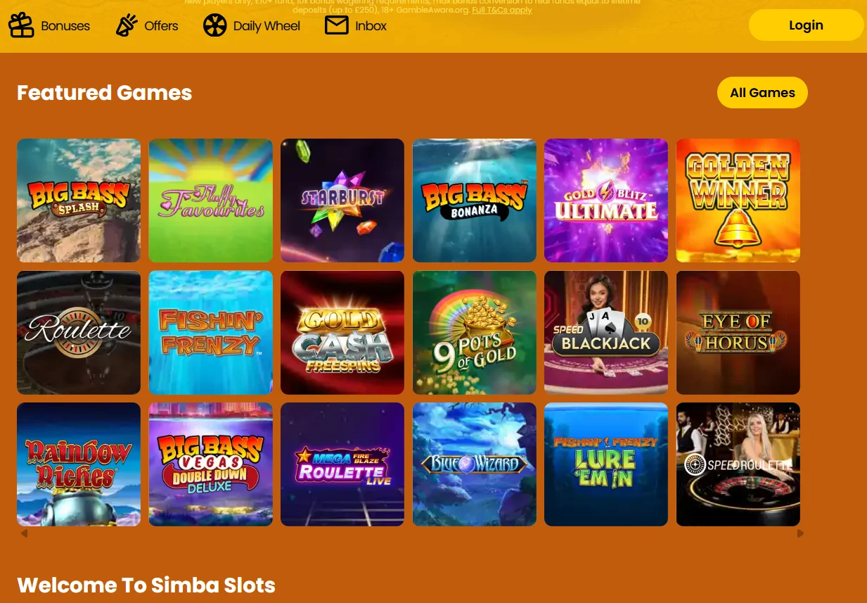 Simba Slots games preview