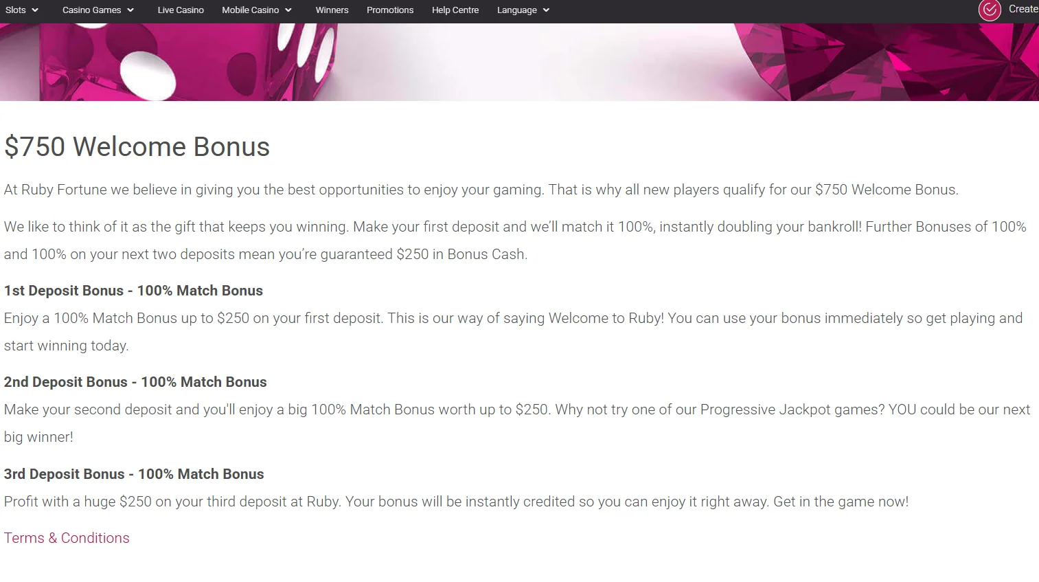 Ruby Fortune bonus preview