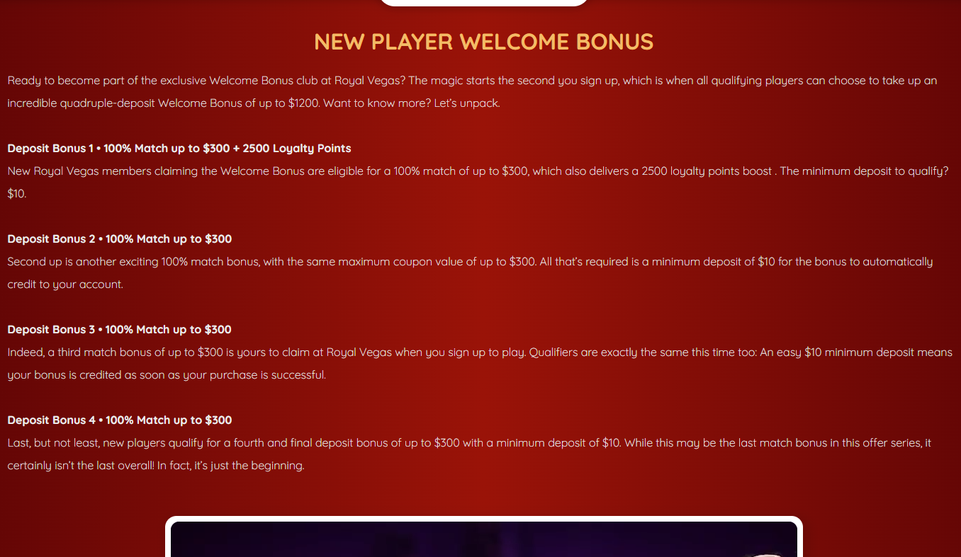 Royal Vegas bonus preview