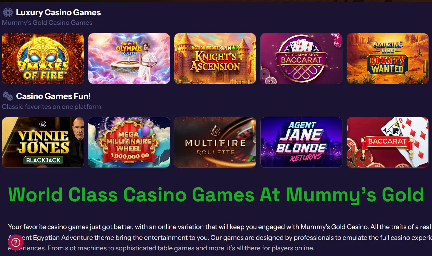 Mummys Gold games preview