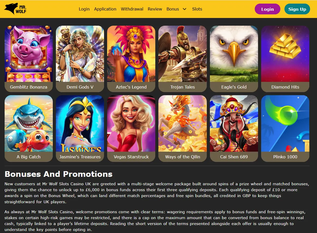 Mr Wolf Slots UK games preview