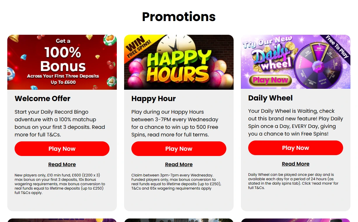 Daily Record Bingo UK bonus preview