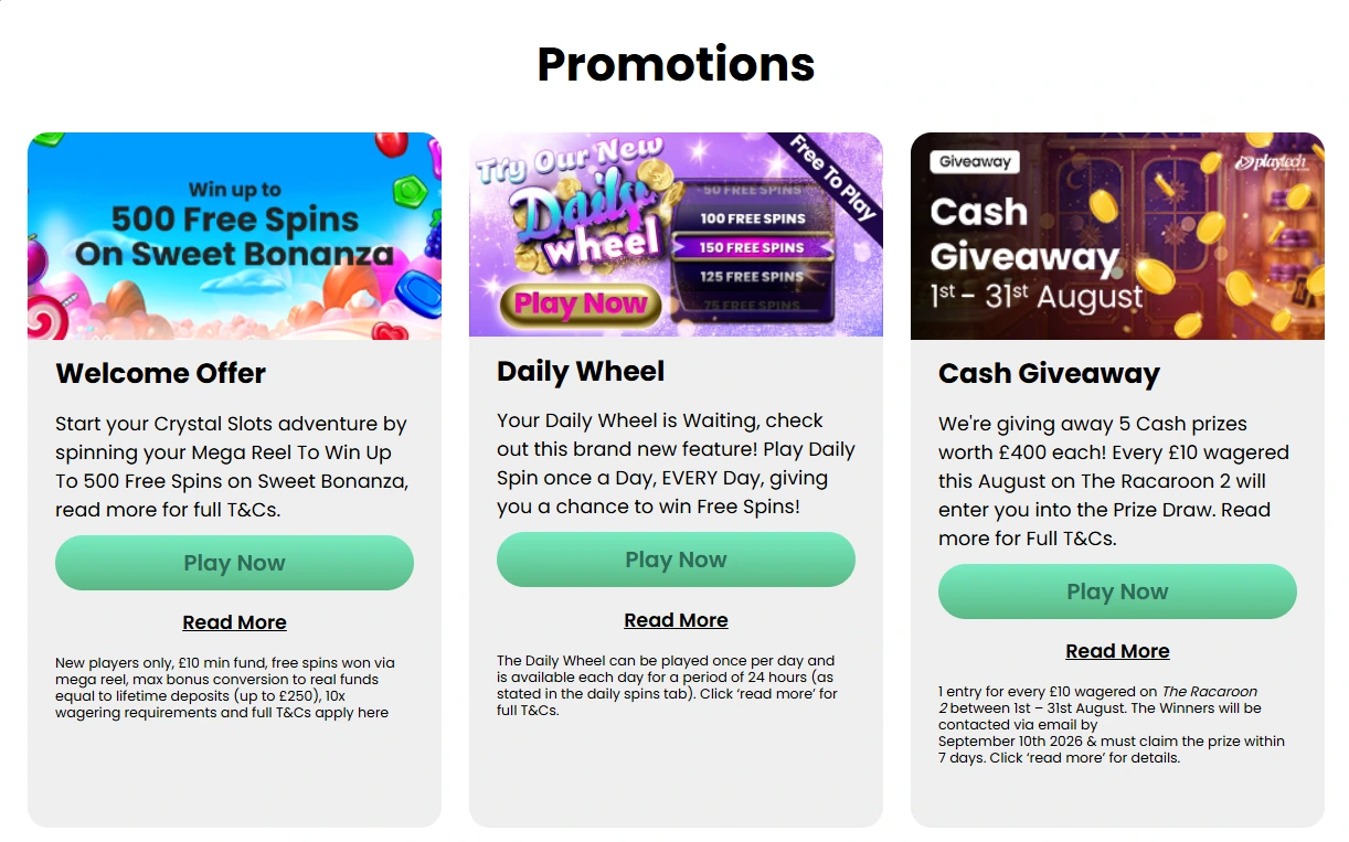 Crystal Slots UK bonus preview