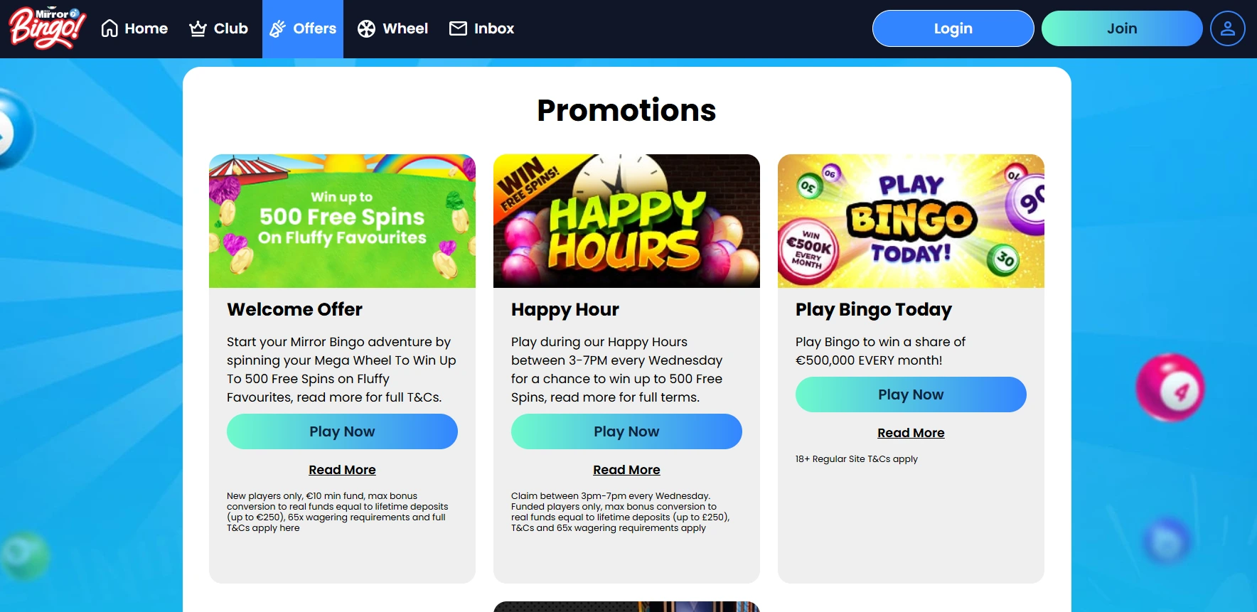 Mirror Bingo IE bonus preview
