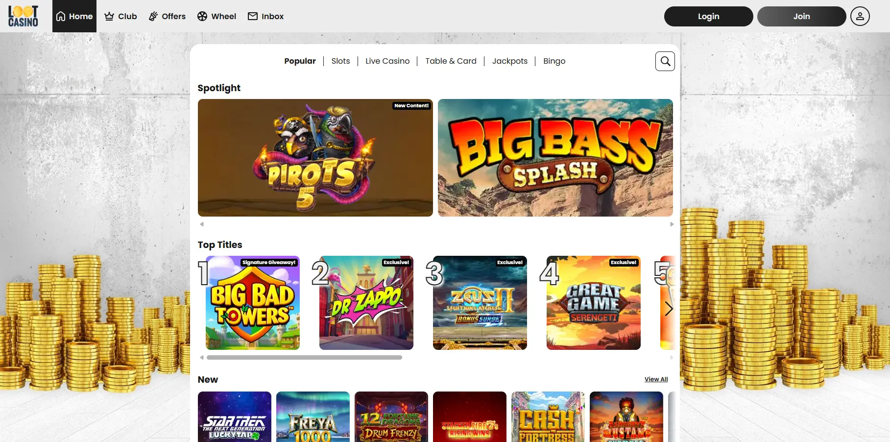 Loot Casino UK games preview