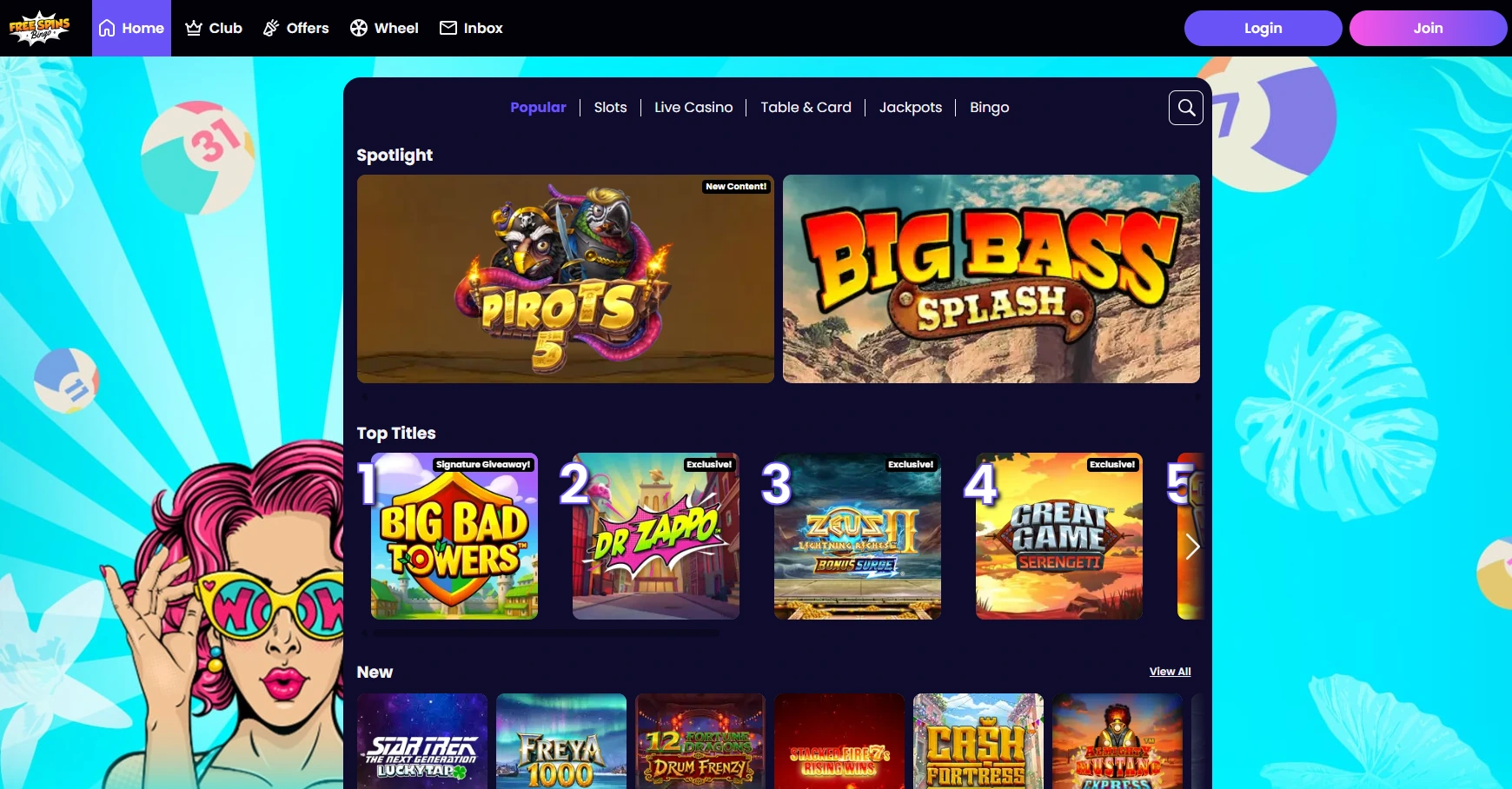 Free Spins Bingo UK games preview