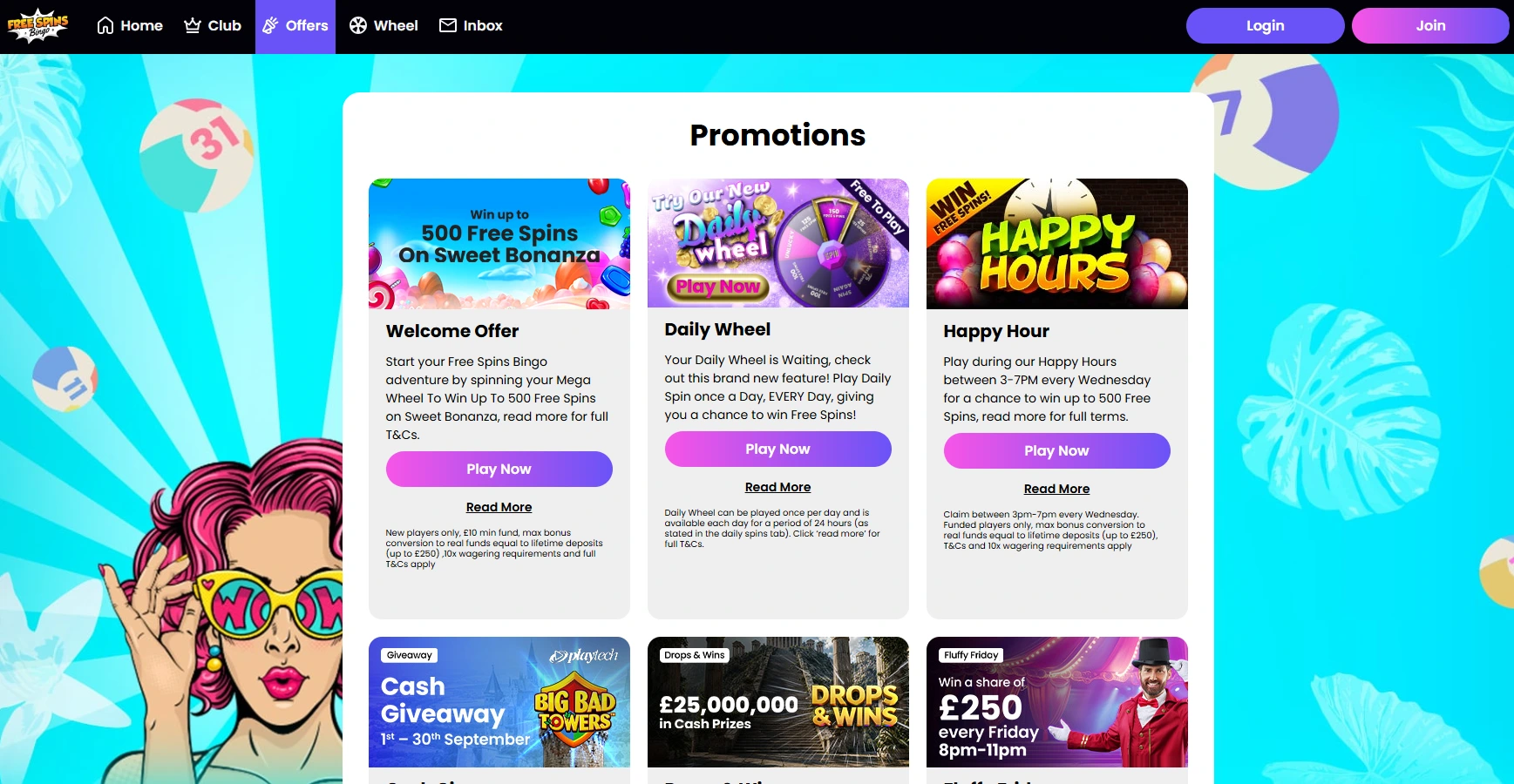 Free Spins Bingo UK bonus preview