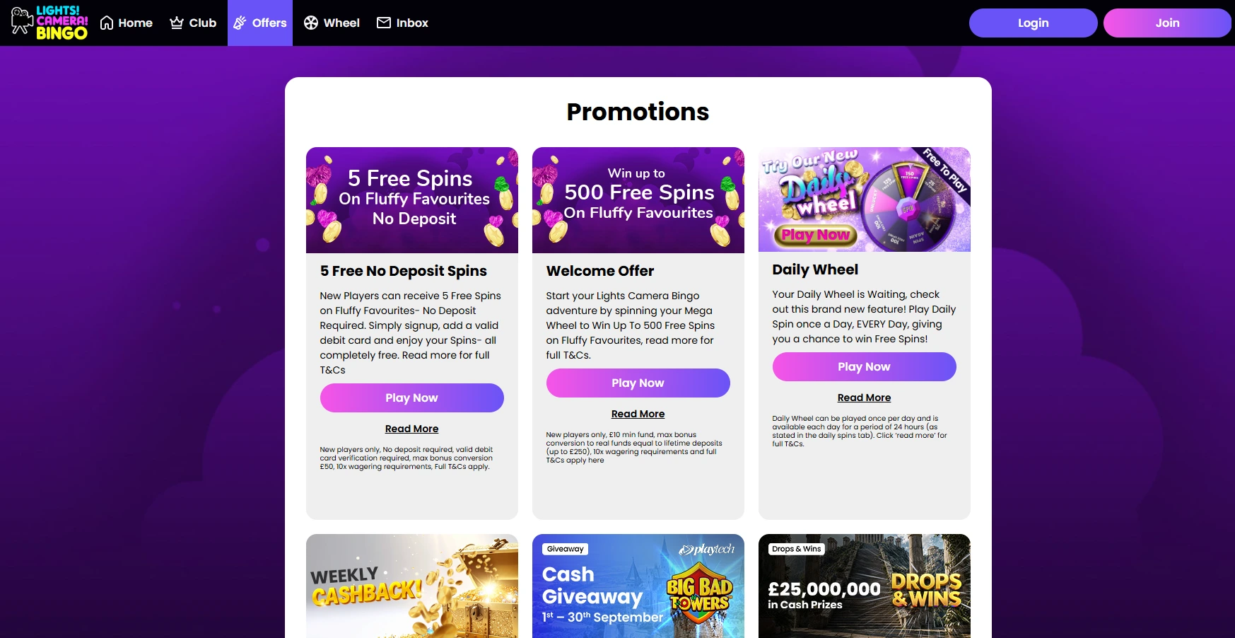Lights Camera Bingo UK bonus preview