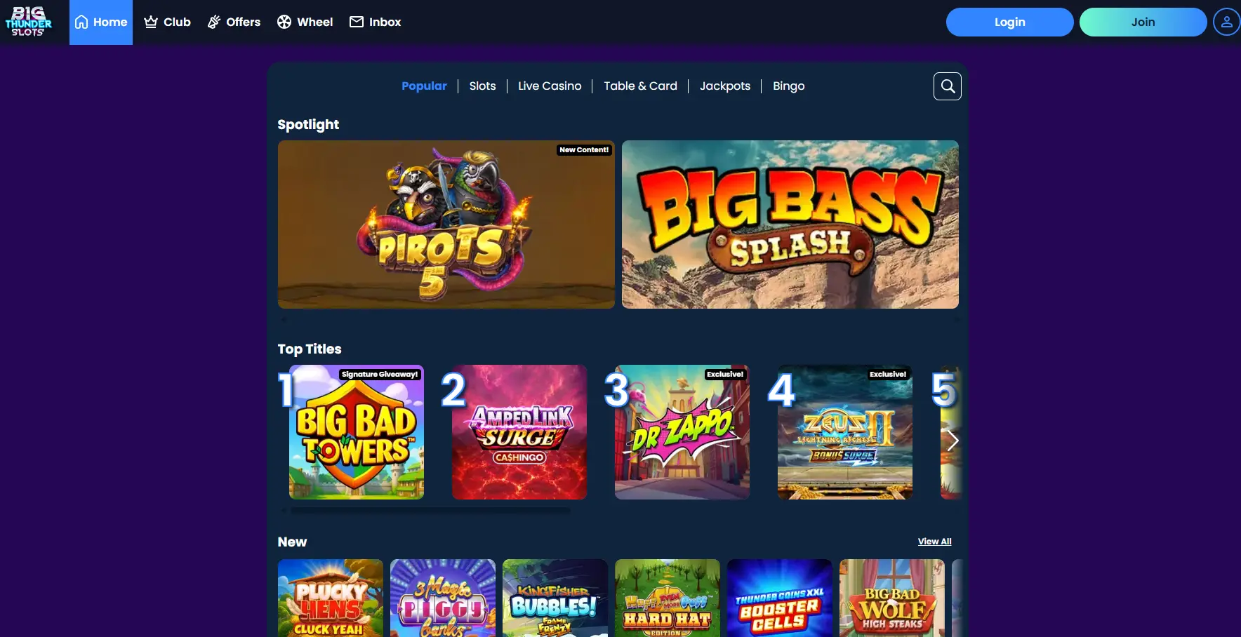 Big Thunder Slots UK games preview