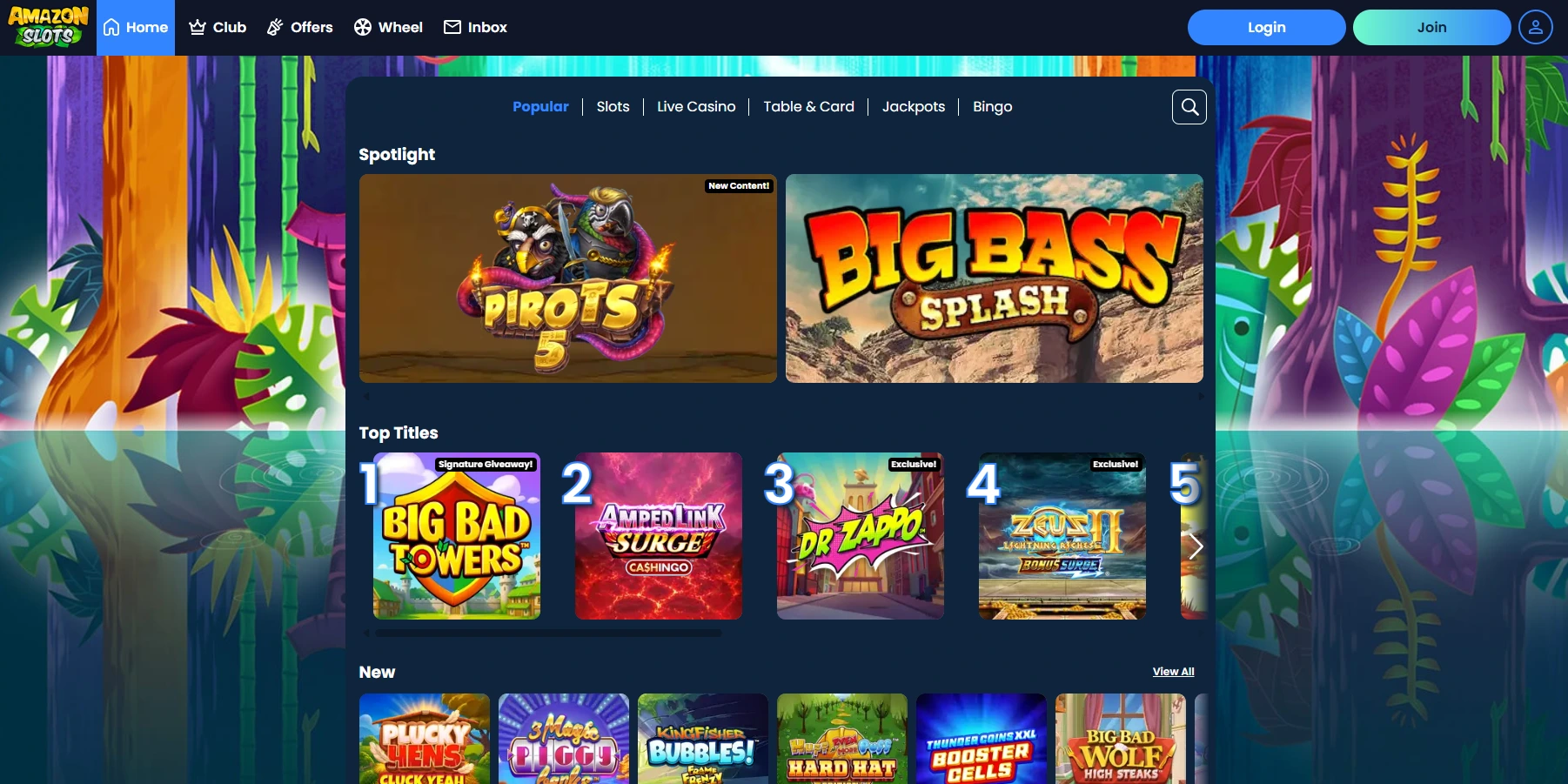 Amazon Slots UK games preview