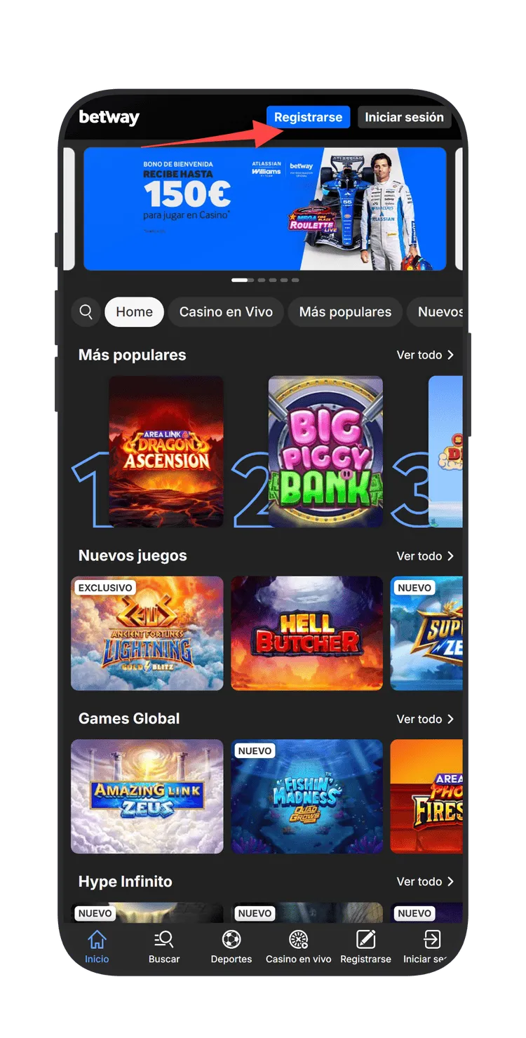 Betway Spain casino gallery image