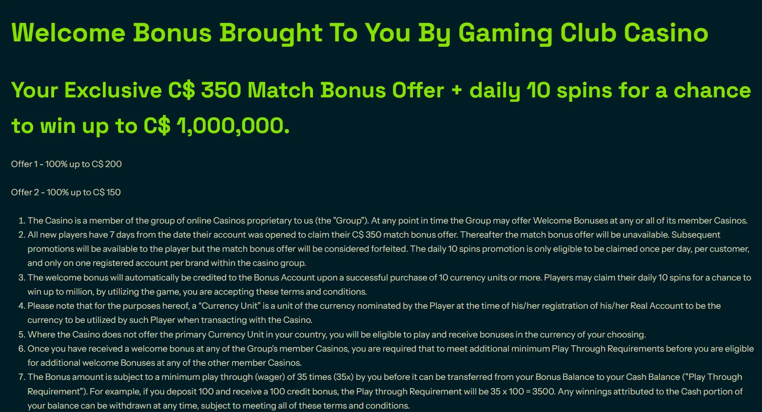 Gaming Club bonus preview