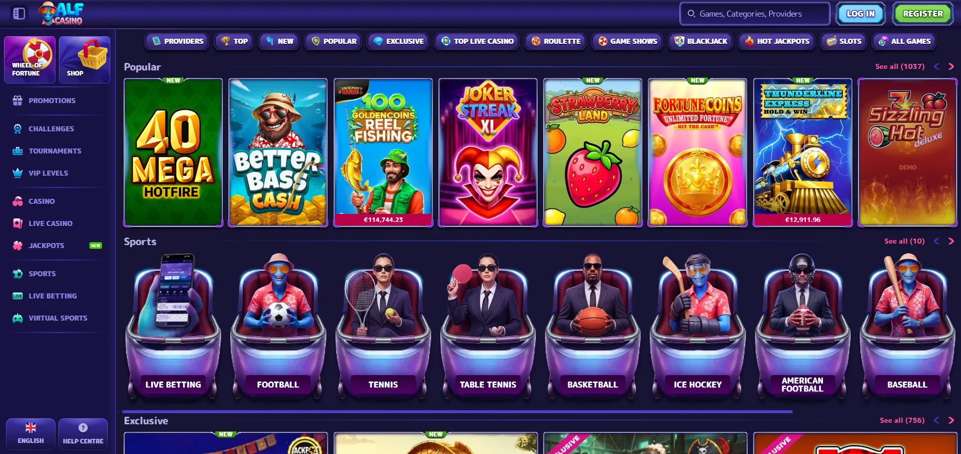 Alf Casino games preview