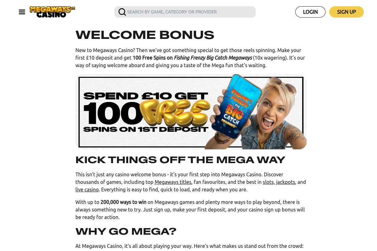 Megaways Casino bonus preview