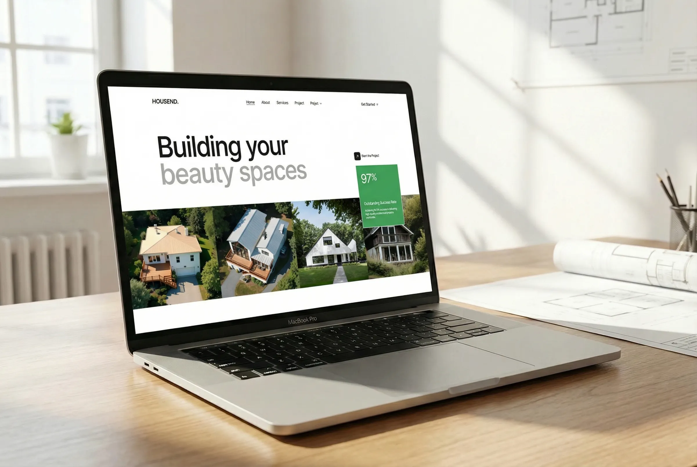 Aerial view of real estate properties