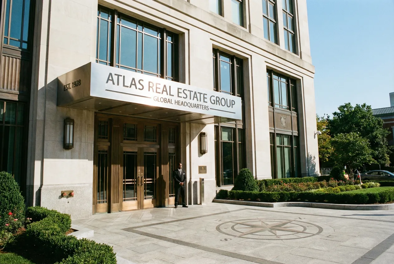 Aerial view of real estate properties