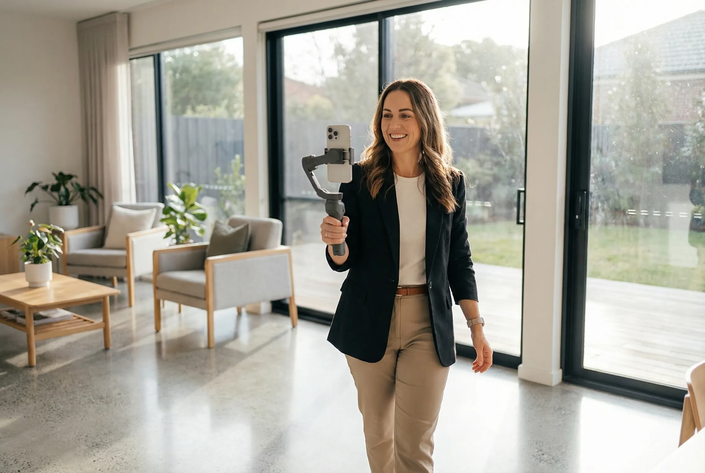 Aerial view of real estate properties