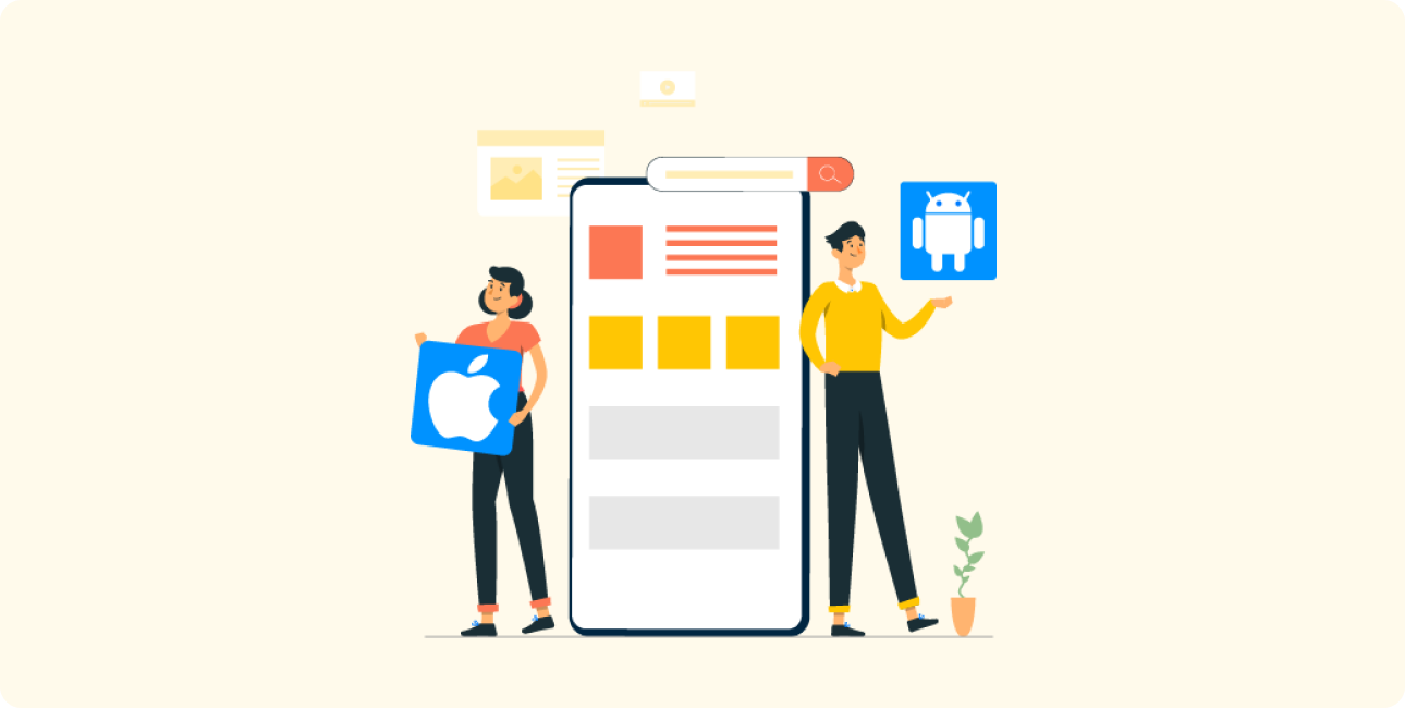 Zwei Entwickler planen die App Entwicklung für iOS und Android Geräte.