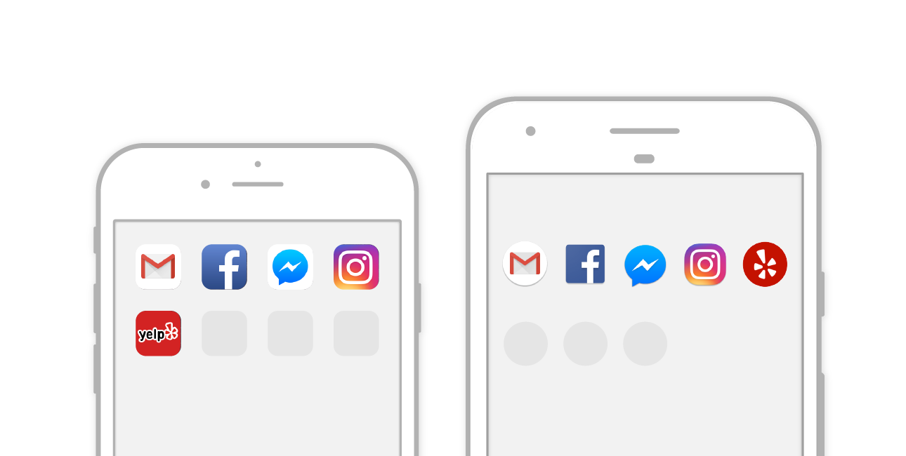 Benutzeroberflächen von mobilen Apps auf iOS und Android Geräten.
