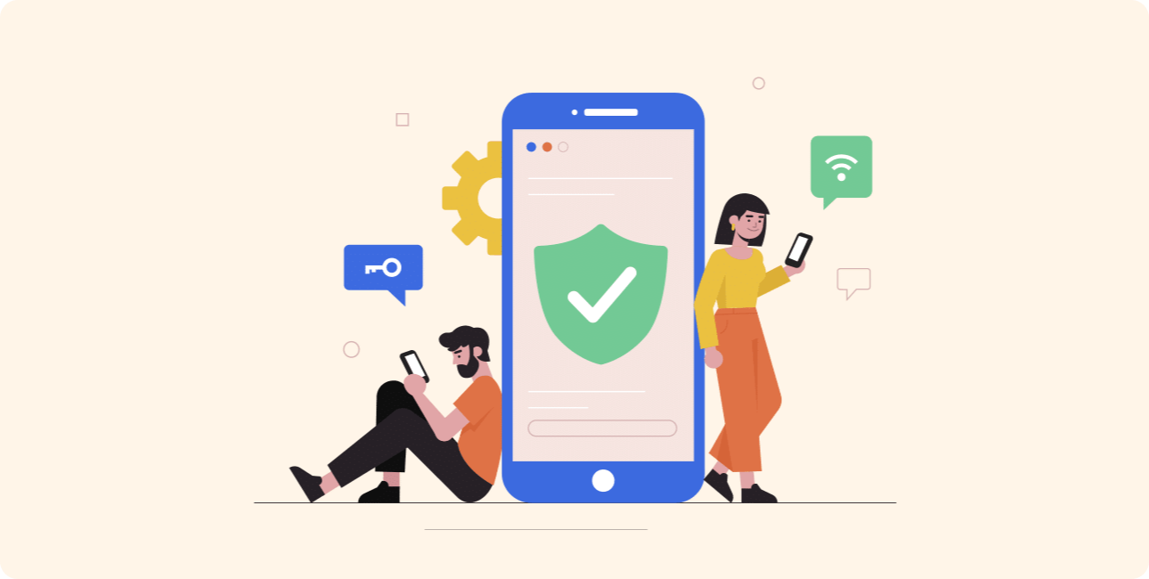 Team arbeitet an einer sicheren und benutzerfreundlichen App Entwicklung.